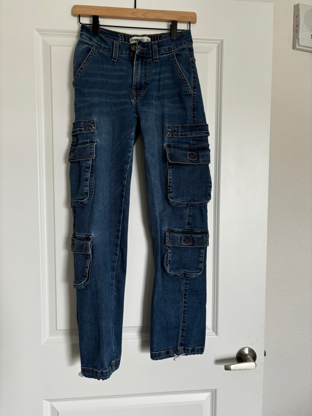 Women’s Dark Blue Cargo Boot Cut Jeans